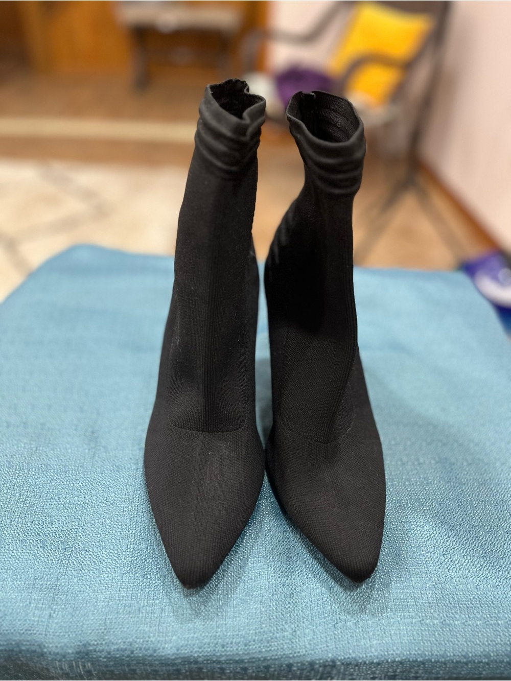 MIA Black Stretch Sock Ankle Boots with Pointed Toe